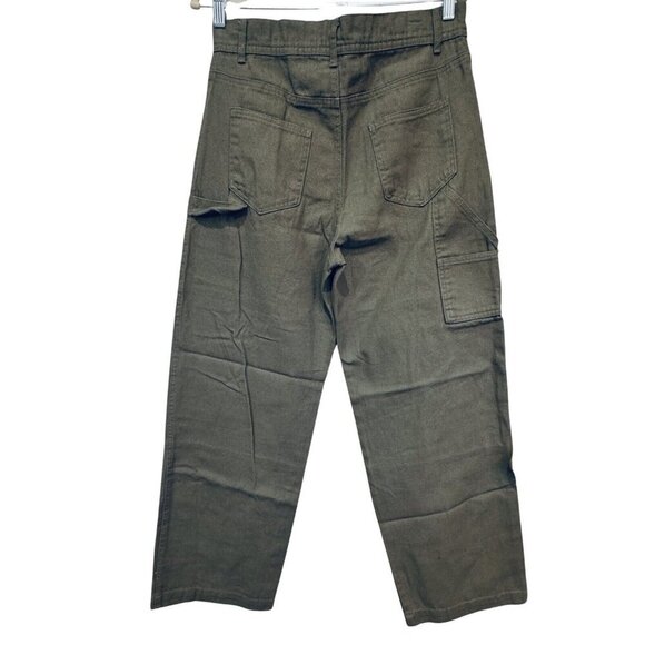 NO‎ BOUNDARIES Canvas Carpenter Pants Unisex Green Artichoke Slouch Grunge NEW - Picture 2 of 8